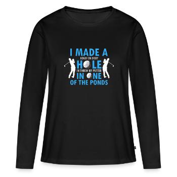 Fait un bogey sur chaque trou dans Lancé mon putter - T-shirt manches longues Premium bio Femme - noir - Devant - Julia (174cm)