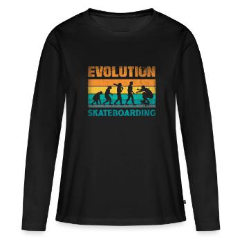 Evolution Skateboarding Skate Retro Streetwear - Frauen Premium Bio Langarmshirt - Schwarz - Vorne - Julia (174cm)