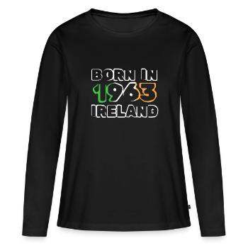 1963 - Frauen Premium Bio Langarmshirt - Schwarz - Vorne - Julia (174cm)