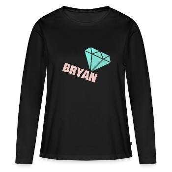 Edel Bryan - Frauen Premium Bio Langarmshirt - Schwarz - Vorne - Julia (174cm)