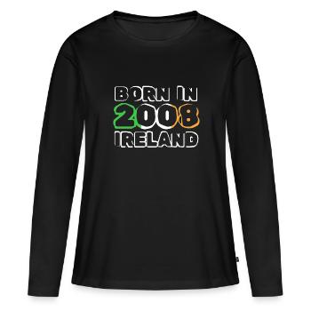 Geboren 2008 - Frauen Premium Bio Langarmshirt - Schwarz - Vorne - Julia (174cm)