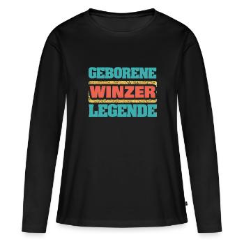 Cadeau pour les vignerons - T-shirt manches longues Premium bio Femme - noir - Devant - Julia (174cm)