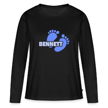 Bennett als Geburt - Frauen Premium Bio Langarmshirt - Schwarz - Vorne - Julia (174cm)