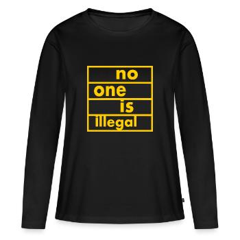 No one is illegal - T-shirt manches longues Premium bio Femme - noir - Devant - Julia (174cm)