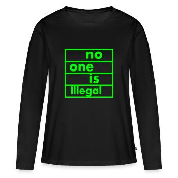 No one is illegal - T-shirt manches longues Premium bio Femme - noir - Devant - Julia (174cm)