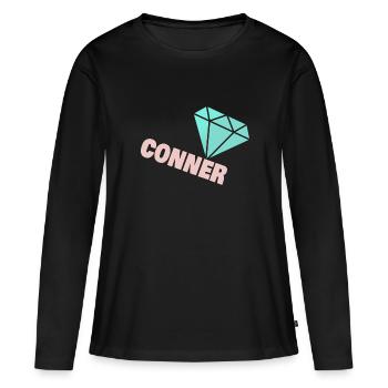 Conner - T-shirt manches longues Premium bio Femme - noir - Devant - Julia (174cm)