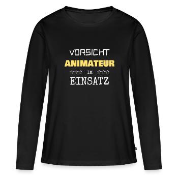 Entertainer - Women's Premium Organic Long Sleeve Shirt - black - Front - Julia (174cm)
