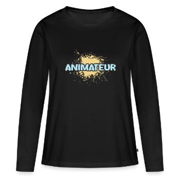 Animateur de poste - T-shirt manches longues Premium bio Femme - noir - Devant - Julia (174cm)