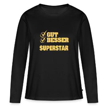 Bonne meilleure superstar - T-shirt manches longues Premium bio Femme - noir - Devant - Julia (174cm)