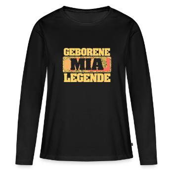 Mia - Frauen Premium Bio Langarmshirt - Schwarz - Vorne - Julia (174cm)