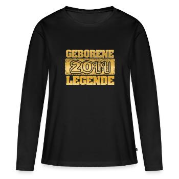 2011 - Frauen Premium Bio Langarmshirt - Schwarz - Vorne - Julia (174cm)