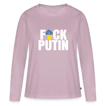 Ukraine - T-shirt manches longues Premium bio Femme - rose poudré - Devant - Julia (174cm)