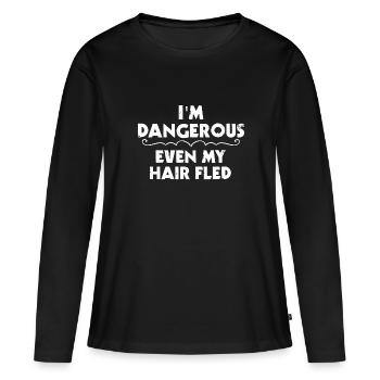 Calvitie chauve - T-shirt manches longues Premium bio Femme - noir - Devant - Julia (174cm)