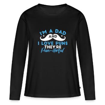 Papa Pun Amant - T-shirt manches longues Premium bio Femme - noir - Devant - Julia (174cm)