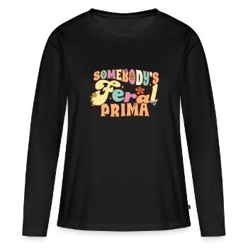 Somebody's Feral Prima Spanish Cousin Groovy - Frauen Premium Bio Langarmshirt - Schwarz - Vorne - Julia (174cm)