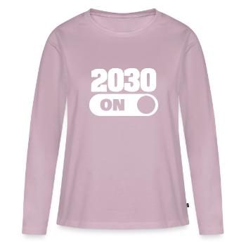 2030 - T-shirt manches longues Premium bio Femme - rose poudré - Devant - Julia (174cm)