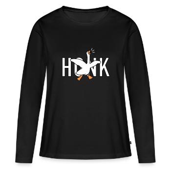 Lustige Gans HONK - Frauen Premium Bio Langarmshirt - Schwarz - Vorne - Julia (174cm)
