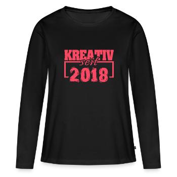 seit 2018 - Frauen Premium Bio Langarmshirt - Schwarz - Vorne - Julia (174cm)