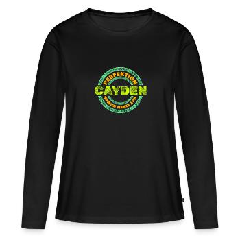 Perfekt Cayden - Frauen Premium Bio Langarmshirt - Schwarz - Vorne - Julia (174cm)