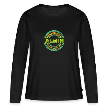 Perfekt Alwin - Frauen Premium Bio Langarmshirt - Schwarz - Vorne - Julia (174cm)