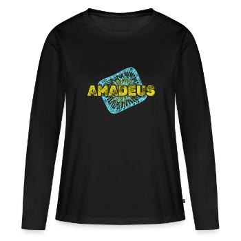 Freizeit Amadeus - Frauen Premium Bio Langarmshirt - Schwarz - Vorne - Julia (174cm)