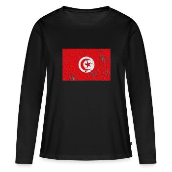 Tunisie - T-shirt manches longues Premium bio Femme - noir - Devant - Julia (174cm)