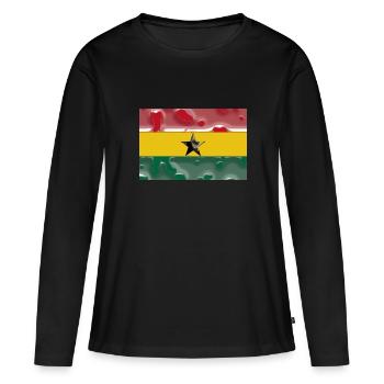 Ghana - T-shirt manches longues Premium bio Femme - noir - Devant - Julia (174cm)