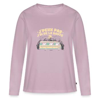 Campeur Humour Camping-Car - T-shirt manches longues Premium bio Femme - rose poudré - Devant - Julia (174cm)