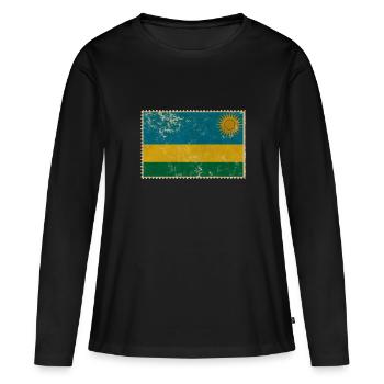 Rwanda - T-shirt manches longues Premium bio Femme - noir - Devant - Julia (174cm)