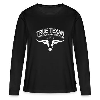 Echter Texaner durch und durch - Frauen Premium Bio Langarmshirt - Schwarz - Vorne - Julia (174cm)