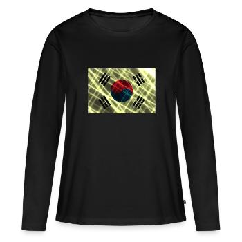 Pays pour la Corée du Sud Drapeau de la Corée du Sud - T-shirt manches longues Premium bio Femme - noir - Devant - Julia (174cm)