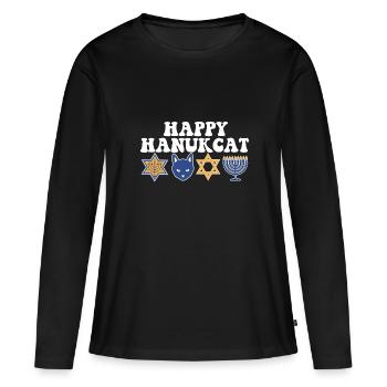 Juif Hanoukka Hanukcat Étoile De David Menorah - T-shirt manches longues Premium bio Femme - noir - Devant - Julia (174cm)