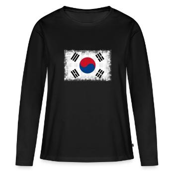 Corée du Sud - T-shirt manches longues Premium bio Femme - noir - Devant - Julia (174cm)