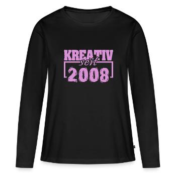 2008 - Frauen Premium Bio Langarmshirt - Schwarz - Vorne - Julia (174cm)