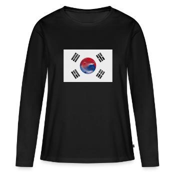 Corée du Sud - T-shirt manches longues Premium bio Femme - noir - Devant - Julia (174cm)
