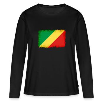 Republik Kongo - Frauen Premium Bio Langarmshirt - Schwarz - Vorne - Julia (174cm)