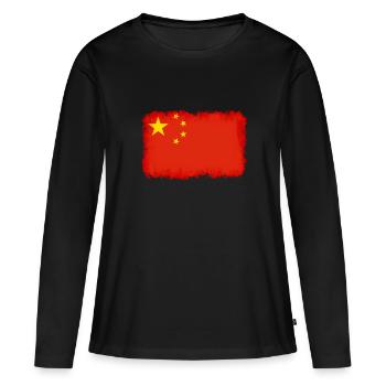 République populaire de Chine - T-shirt manches longues Premium bio Femme - noir - Devant - Julia (174cm)