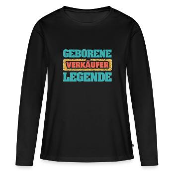 Vendeur - T-shirt manches longues Premium bio Femme - noir - Devant - Julia (174cm)