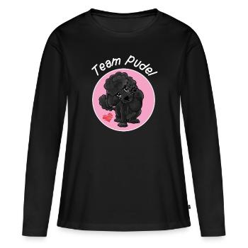 Team Pudel - schwarzer Pudel hebt sein Pfötchen - Frauen Premium Bio Langarmshirt - Schwarz - Vorne - Julia (174cm)
