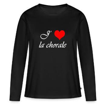 J'AIME LA CHORALE - T-shirt manches longues Premium bio Femme - noir - Devant - Julia (174cm)