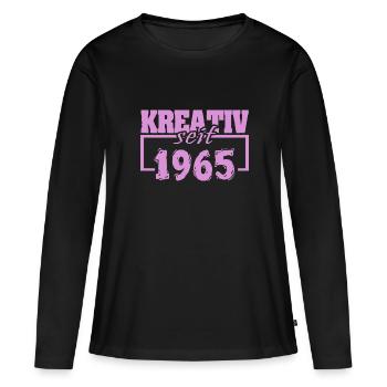 1965 1965 - T-shirt manches longues Premium bio Femme - noir - Devant - Julia (174cm)