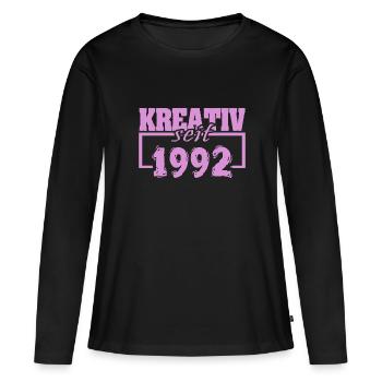 1992 - T-shirt manches longues Premium bio Femme - noir - Devant - Julia (174cm)