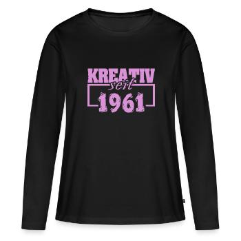 1961 - T-shirt manches longues Premium bio Femme - noir - Devant - Julia (174cm)