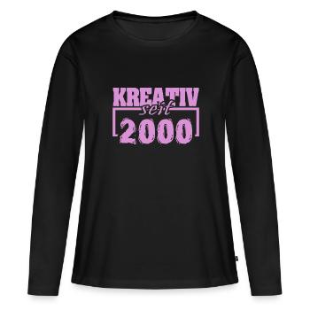 2000 2000 - T-shirt manches longues Premium bio Femme - noir - Devant - Julia (174cm)