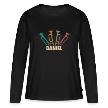 Daniel - Frauen Premium Bio Langarmshirt - Schwarz - Vorne - Julia (174cm)