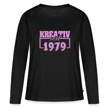 1979 - T-shirt manches longues Premium bio Femme - noir - Devant - Julia (174cm)