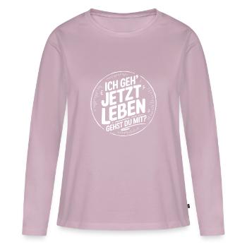 Ich geh' jetzt leben - gehst Du mit? Motivation - Frauen Premium Bio Langarmshirt - Altrosa - Vorne - Julia (174cm)