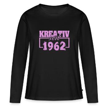 Créatif 1962 - T-shirt manches longues Premium bio Femme - noir - Devant - Julia (174cm)