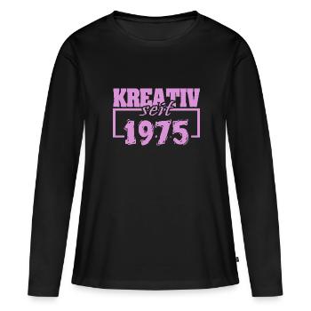 Créatif 1975 - T-shirt manches longues Premium bio Femme - noir - Devant - Julia (174cm)