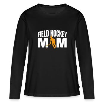 Field Hockey Mom Stick Player Sweeping Goalkeeper - Frauen Premium Bio Langarmshirt - Schwarz - Vorne - Julia (174cm)